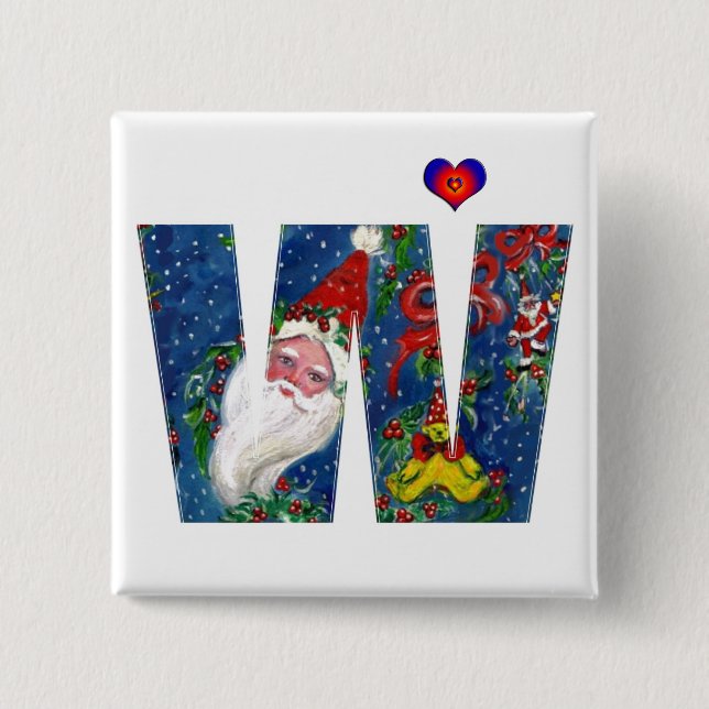 CHRISTMAS W BRIEF / SANTA RED RIBBON MONOGRAM BUTTON (Vorderseite)