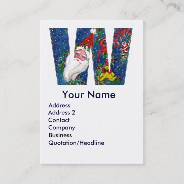 CHRISTMAS W LETTER / SANTA CLAUS MIT ROtem RIBBON Visitenkarte (Vorderseite)