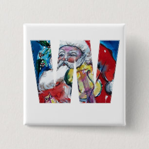 CHRISTMAS W LETTER / SANTA MIT VIOLIN MONOGRAM BUTTON