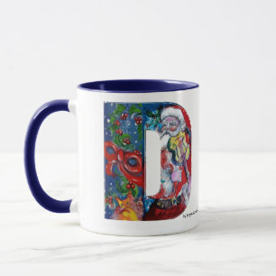 CHRISTMAS W LETTER / SANTA MIT VIOLIN MONOGRAM TASSE