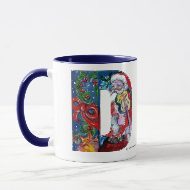 CHRISTMAS W LETTER / SANTA MIT VIOLIN MONOGRAM TASSE (Links)