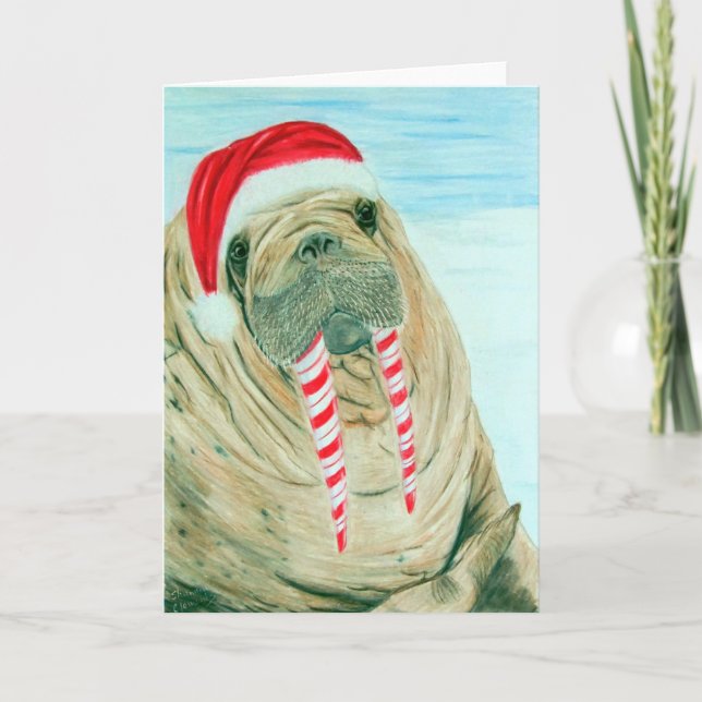Christmas Walrus Feiertagskarte (Vorderseite)