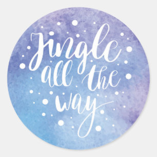 Christmas   Wasserfarbe - Jingle All Way Quote Runder Aufkleber