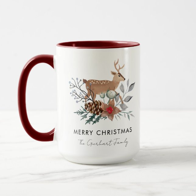 Christmas Watercolor Botanical Holiday Family Tasse (Links)