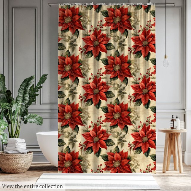 Christmas Watercolor Curtain with Rustic Elegance Duschvorhang (Christmas Watercolor Curtain with Rustic Elegance)