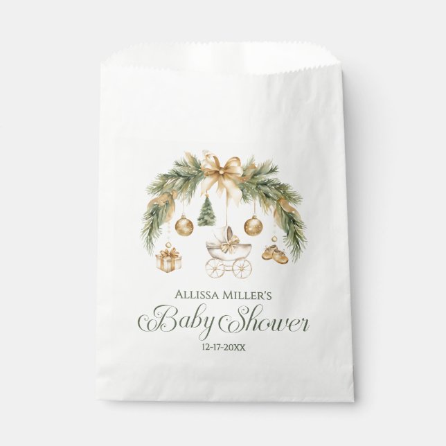 Christmas Watercolor Greenery Winter Baby Shower Geschenktütchen (Vorderseite)
