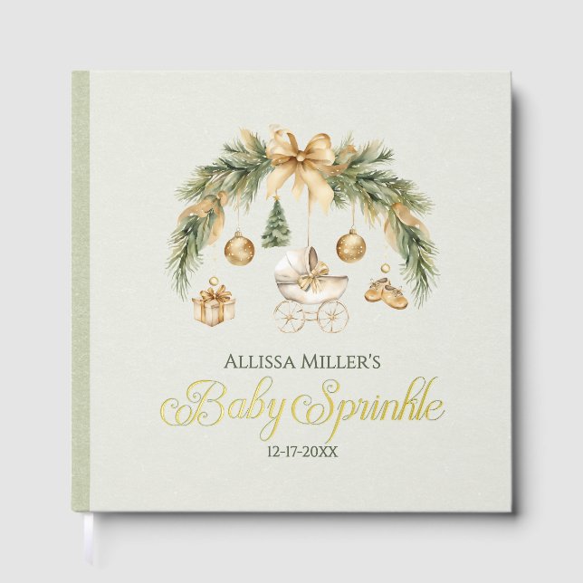 Christmas Watercolor Greenery Winter Baby Sprinkle Gästebuch (Vorderseite)