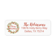 Christmas Watercolor Holly Berry Wreath