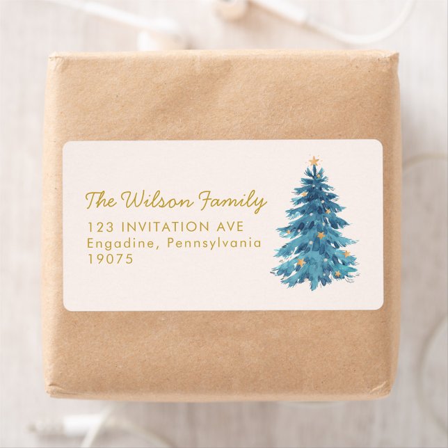 Christmas Watercolor Merry Christmas Adress Adressaufkleber (Von Creator hochgeladen)