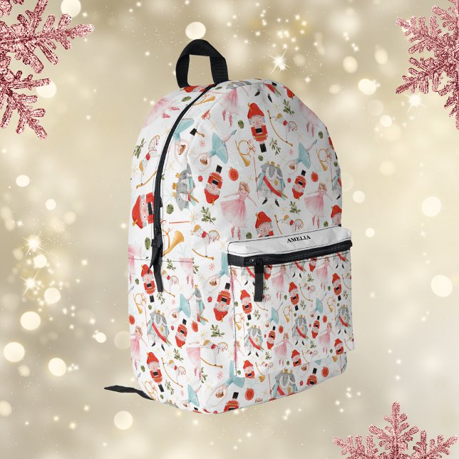 Christmas Watercolor Nutcracker Individuelle Name Bedruckter Rucksack (Von Creator hochgeladen)