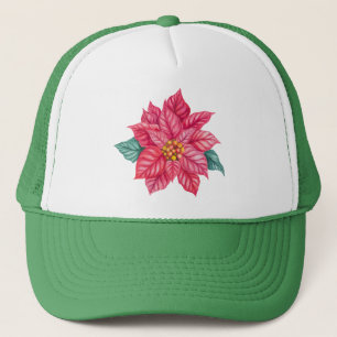Christmas Watercolor Poinsettia Blume-74545 Truckerkappe
