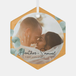 Christmas Wedding Keepsake Elegant Script photo Ornament Aus Glas