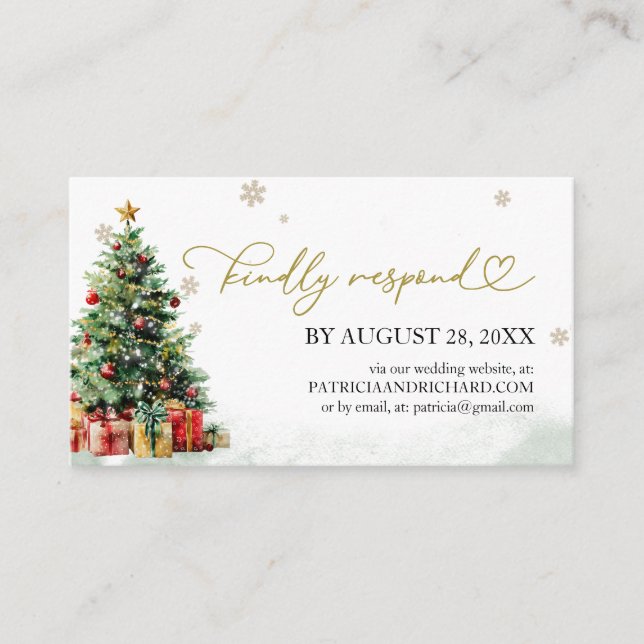 Christmas Wedding Online RSVP Begleitkarte (Vorderseite)