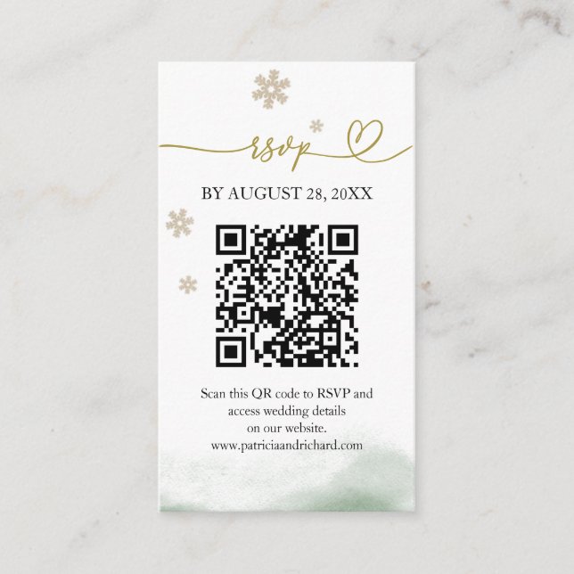 Christmas Wedding QR RSVP Begleitkarte (Vorderseite)