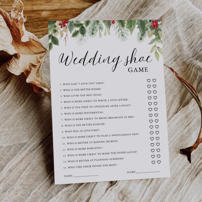 Christmas Wedding Shoe Game Template, Minimalist  Einladung (Christmas Wedding Shoe Game Template, Minimalist Invitation)