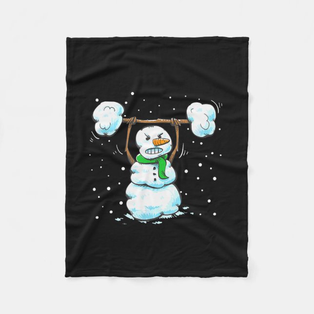 Christmas Weightlifting Snowman Shirt Funny Snowma Fleecedecke (Vorderseite)