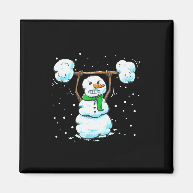 Christmas Weightlifting Snowman Shirt Funny Snowma Magnet (Vorne)