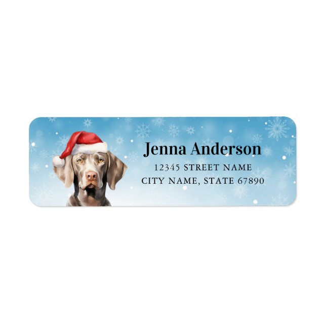 Christmas Weimaraner Dog Rücksendeadressen-Aufkleb (Vorne)