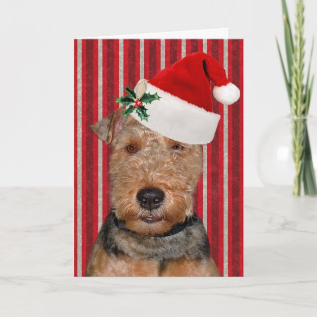 Christmas Welsh Terrier mit Hut Feiertagskarte (Vorderseite)
