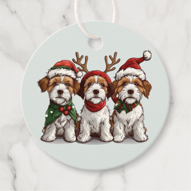 Christmas Welsh Wire Fox Terrier Hunde Geschenkanhänger (Vorderseite)