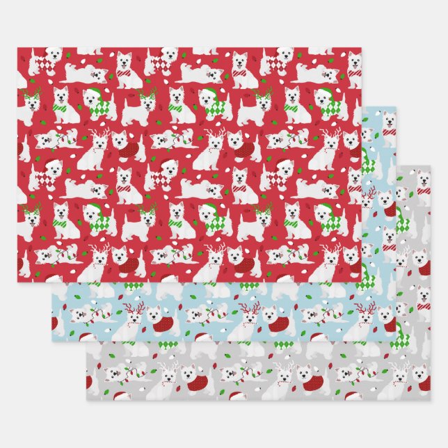 Christmas Westie Hogs West Highland White Terrier Geschenkpapier Set (Set)