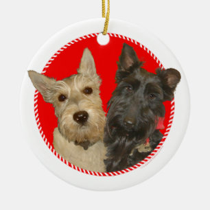 Christmas Wheaten & Black Scott Keramikornament
