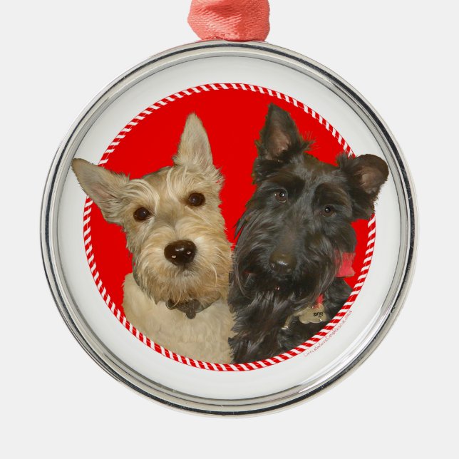 Christmas Wheaten & Black Scott Ornament Aus Metall (Vorne)