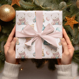 Christmas Whimsical Teddy Bears Wrapping Paper Geschenkpapier