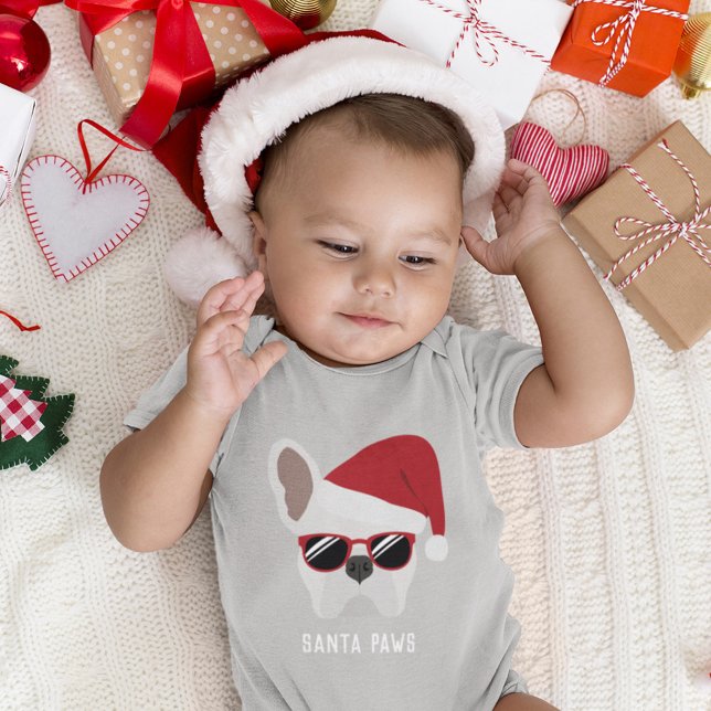 Christmas White French Bulldog Baby Bodysuit Baby Strampler (Von Creator hochgeladen)