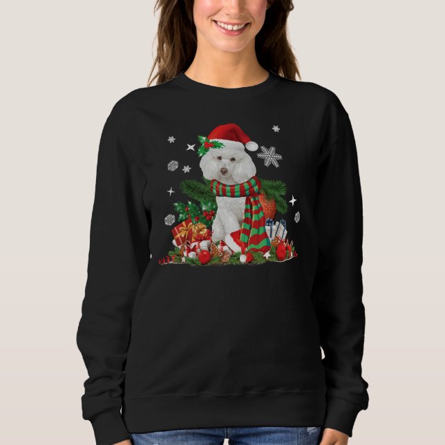 Christmas White Poodle Dog Sweatshirt (Vorderseite)