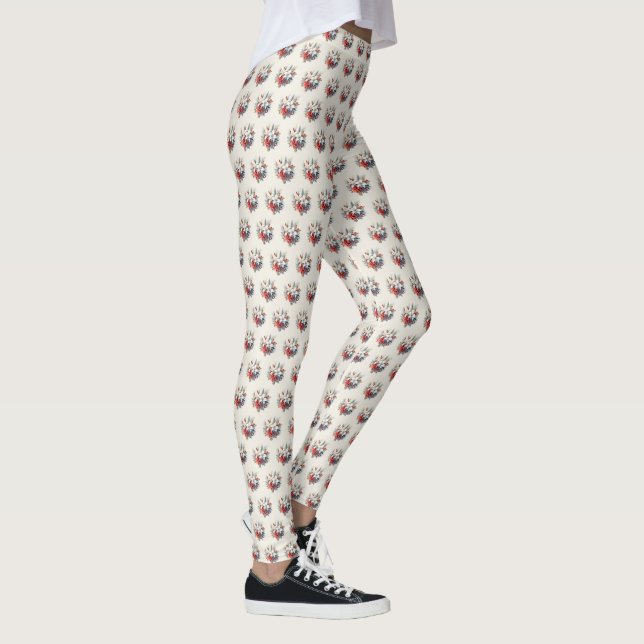 Christmas White Red Flowers Holidays Elegant Leggings (Rechts)