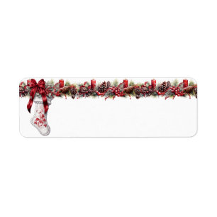 Christmas White Strumpf Red Satin Ribbon
