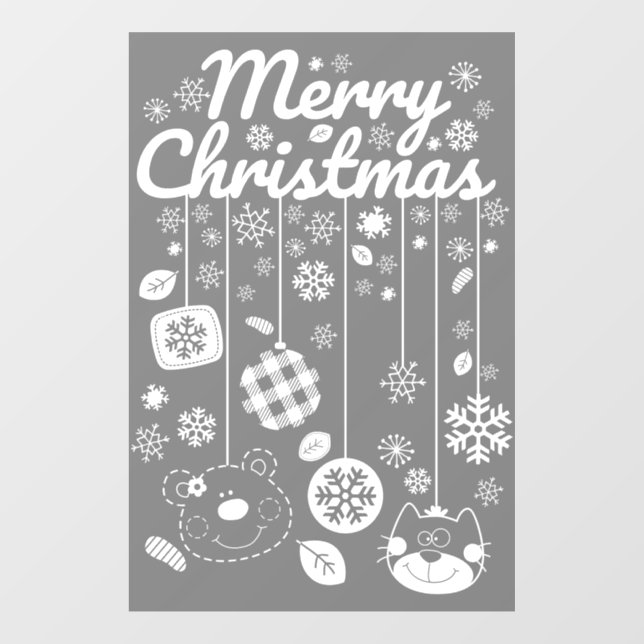 Christmas Window Cling – White Ornaments Fensteraufkleber (Blatt)