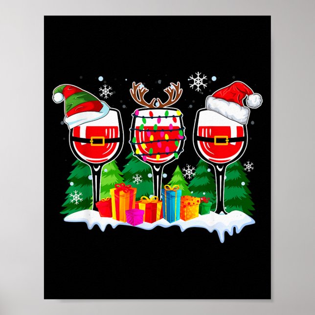 Christmas Wine - Funny Reindeer Santa Xmas Alcohol Poster (Vorne)