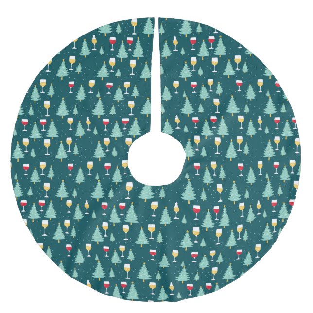 Christmas Wine Lover Polyester Weihnachtsbaumdecke (Vorderseite)