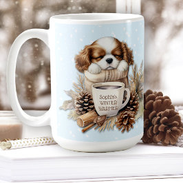 Christmas Winter Blue Cavalier King Charles Large Kaffeetasse