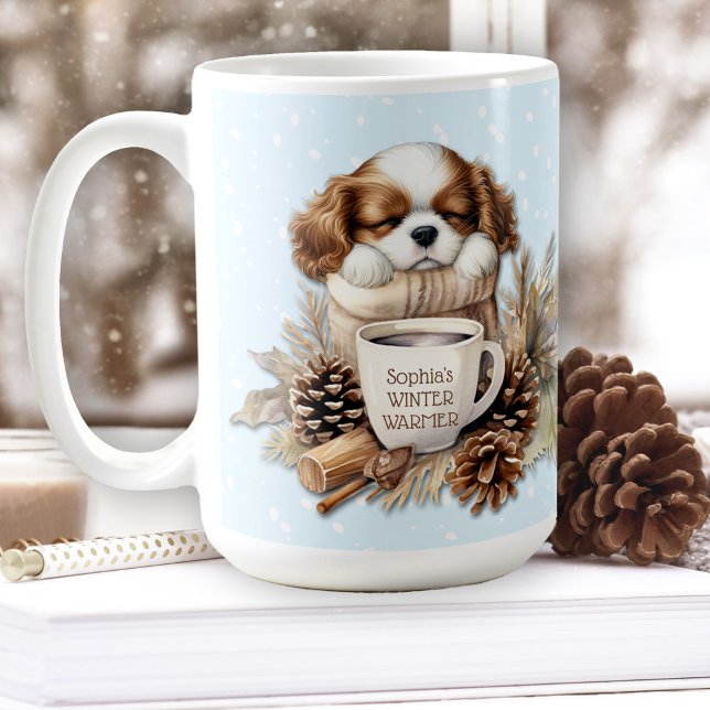 Christmas Winter Blue Cavalier King Charles Large Kaffeetasse (Christmas Winter Blue Cavalier King Charles Large Coffee Mug)