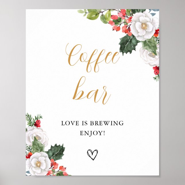 Christmas Winter Coffee Bar Table Sign Poster (Vorne)