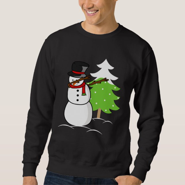 Christmas winter holiday dabbing snowman sweatshirt (Vorderseite)