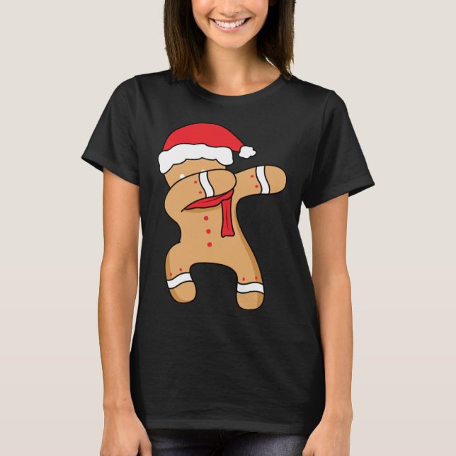 Christmas winter holiday dance dabbing gingerbread T-Shirt (Vorderseite)