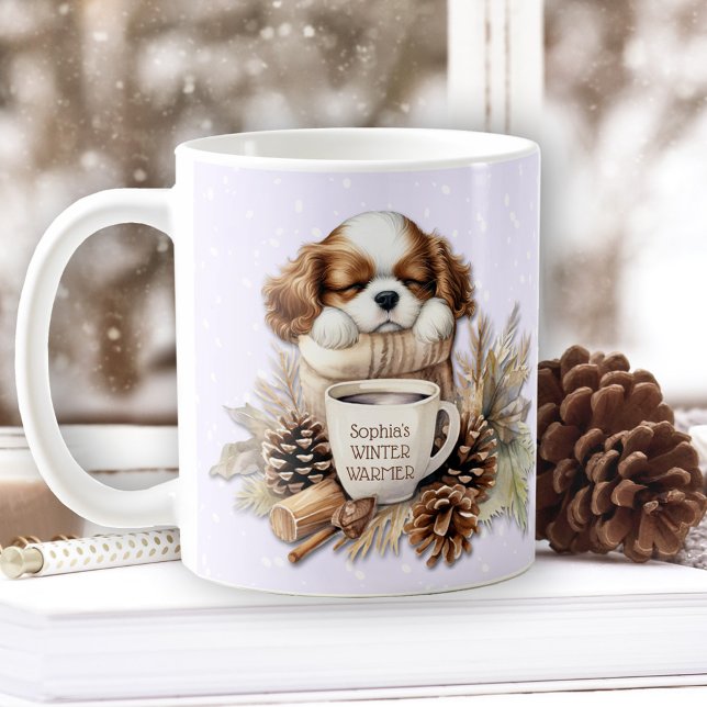 Christmas Winter Lila Cavalier King Charles Dog Kaffeetasse (Christmas Winter Purple Cavalier King Charles Dog Coffee Mug)
