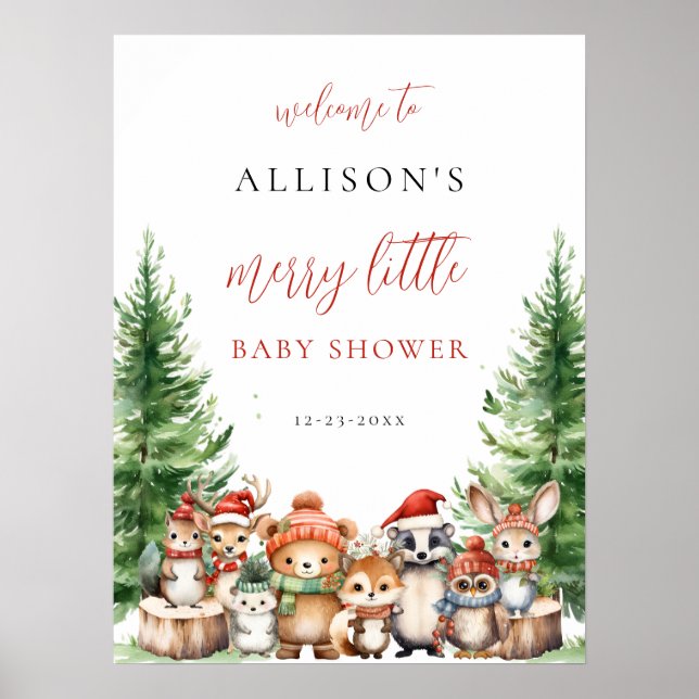 Christmas Winter Merry little baby shower woodland Poster (Vorne)