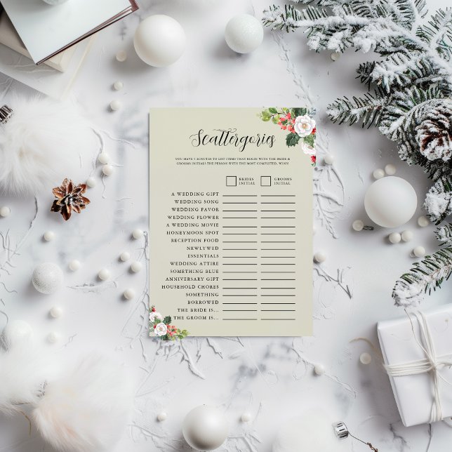 Christmas Winter Scattergories Bridal Shower Game  Einladung (Von Creator hochgeladen)