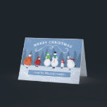 Christmas Winter Skaten Snowman Familienname Feiertagskarte<br><div class="desc">Diese moderne Weihnachtskarte enthält eine Gruppe von Schneemännern Skaten mit Kiefern im Hintergrund. Personalisieren Sie Ihre Daten mit Ihrem Familiennamen. Inside ist ein Gruß und Ihre Unterschrift für Sie anpassen. Entworfen von dem weltbekannten Künstler ©Tim Coffey.</div>