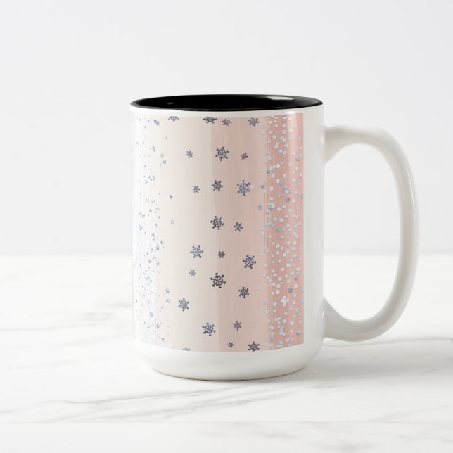 Christmas Winter Snowflake Zweifarbige Tasse (Rechts)