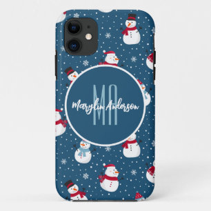CHRISTMAS WINTER SNOWMAN CUSTOMIZABLE MONOGRAMM Case-Mate iPhone HÜLLE