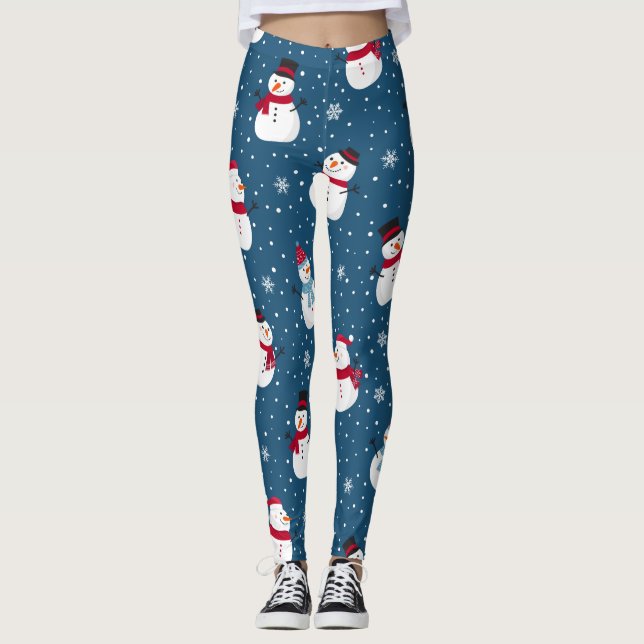 CHRISTMAS WINTER SNOWMAN CUSTOMIZABLE MONOGRAMM LEGGINGS (Vorderseite)