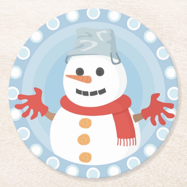 CHRISTMAS WINTER SNOWMAN RUNDER PAPPUNTERSETZER (Vorderseite)