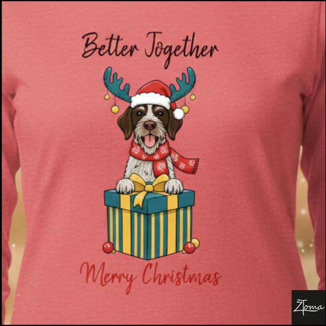 Christmas Wirehaired Pointer Reindeer Gift Graphic Tri-Blend Shirt (Von Creator hochgeladen)