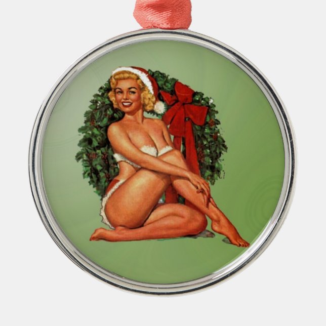 Christmas Wish Wreath Silbernes Ornament (Vorne)